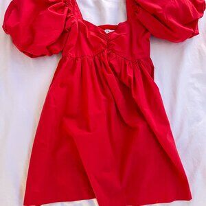 Showpo Vashti Mini Dress - Puff Sleeve Sweetheart Dress in Red